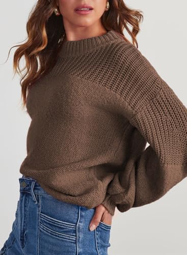 Dokotoo Women's Casual Long Sleeve Sweaters Loose Crewneck Knit Solid Pullover Sweater Jumper Tops3