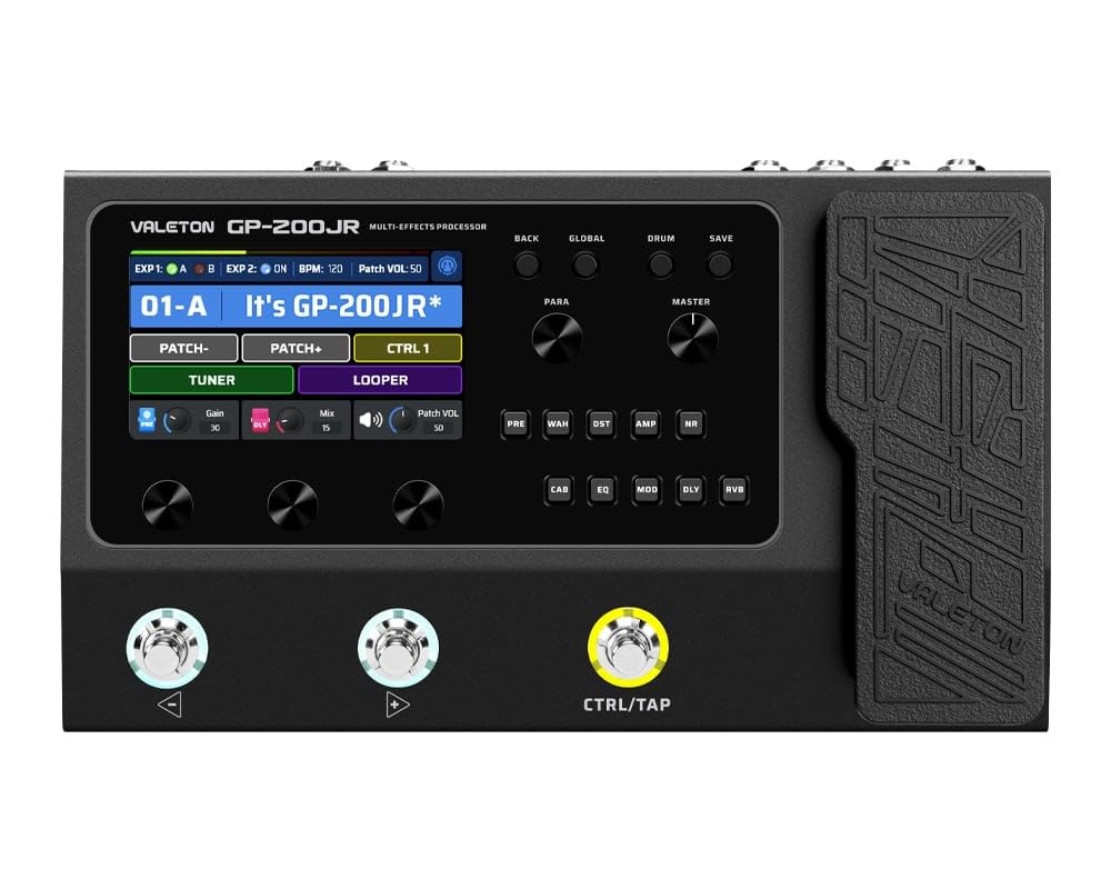 ValetonGP-200JR Multi Effects Processor Multi-Effects Pedal with Expression Pedal FX Loop MIDI I/O Guitar Bass Effects Pedal Amp Modeling IR Cabinets Simulation Stereo OTG USB Audio Interface