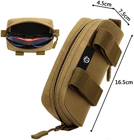 Selighting Tactical Sunglasses Carrying Case Black Military Molle Zipper Eyeglasses Hard Case with Clips