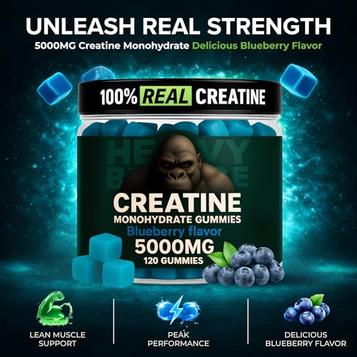 Image of Creatine Monohydrate Gummies 5g Sugar Free Creatine with Vitamin B12 and L-Taurine | Muscle Growth for Men and Women | Low Calorie Formula 120 Gummies for 30 Servings, Blueberry
