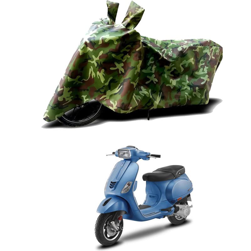 Image of 100% Water Resistant Full Bike Scooty Two Wheeler Body Cover Compatible for Vespa SXL 150 /UV-Rays /Heat Protection /Birds Dropping /Scratchproof /Dust Proof /Waterproof /All Varients[Green MJ]