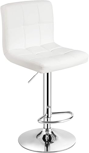 Miniatura 40 de COSTWAY Juego de 2 taburetes de bar, modernos taburetes de bar giratorios de altura ajustable de piel sintética con respaldo, altura de mostrador