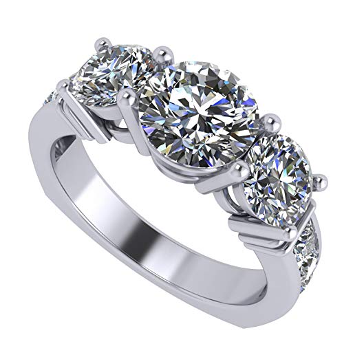 Anillo NANA de plata de ley con 3 piedras pasado presente y futuro hecho con circonita Swarovski de 2,50 quilates