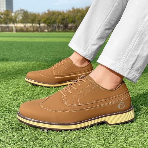 Image of Golf Shoes Men Spikes Classic Golf Footwears Male Walking Sneakers for Golfers Size 7-14