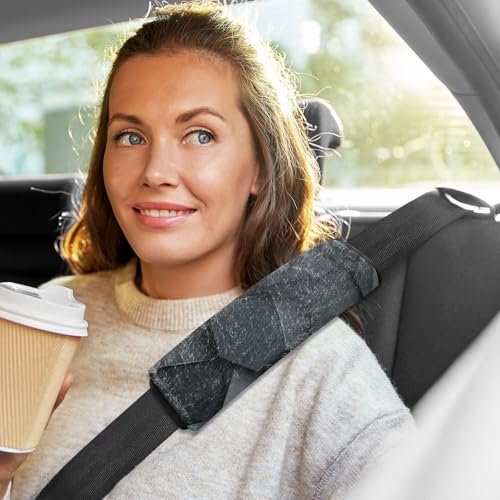 Image of 2 Pack Seatbelt Covers Seat Belt Cover Pad for Adults Boys Girls Car Seat Strap Covers Pads Cushion Universal Shoulder Strap Pad Protector for Backpack Camera Bag 6.5 Inch Dark Gray and Black Polygons