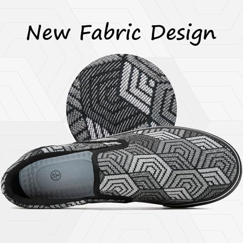 Image of yageyan Mens Slip on Sneakers Loafers Shoes Canvas Black Shoes Canvas Blue Casual Fashion Shoes