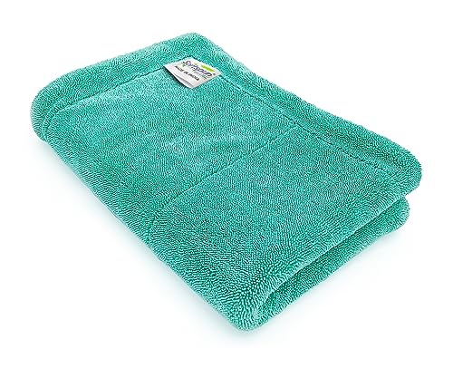 Image of SOFTSPUN Microfiber Cloth for Home - 1600 GSM, 40x60 cms, 1 Pcs, Aqua Blue Twisted Loop Super Absorbent Towel -Highly Absorbent Lint and Streak Free Multi Purpose Wash Cloth for Kitchen.
