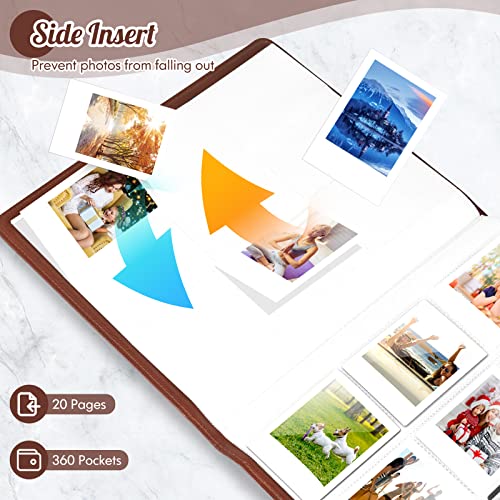 Álbum de fotos instantáneas Ablus 360 bolsillos, compatible con Fujifilm Instax Mini 12/11/9/8+/8/7S/LiPlay, Polaroid Snap/Touch/Zip Mint y cámaras impresoras Kodak y Canon (marrón) miniatura 3
