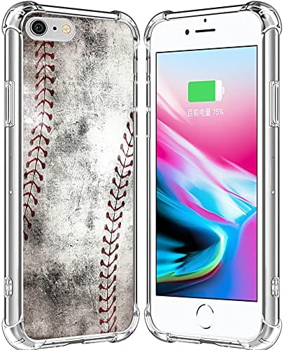 6S Case/6S Case Baseball Design/IWONE Cute Rubber Durable Protective Skin Cover Patterned Compatible with iPhone 6S/6 Creative Vintage Baseball Art Pattern Printing