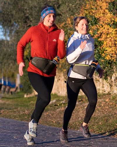 WATERFLY Laufgürtel mit Trinkflaschenhalterung Hüfttasche: Lauf Gürteltasche Bauchtasche mit Flaschenhalter Lauftasche für Handy Sport Joggen Klein Damen Herren Bauchbeutel Sportlich Laufen Laufgurt