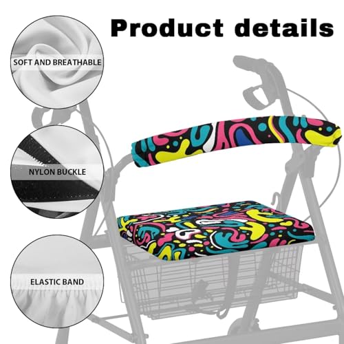 Image of Abstract Rollator Walker Seat and Backrest Covers Universal Accessories for Rollator Walkers Soft Stylish Walkers for Seniors with Seat Cover for Ladies