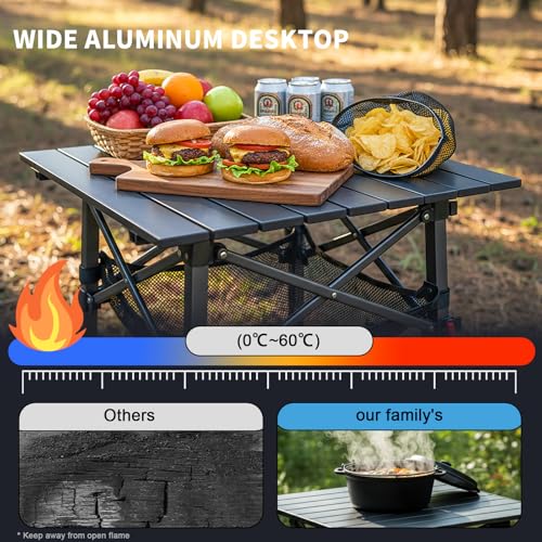 ARMOR CASTLE Folding Camping Table, Portable Lightweight Beach Tables for Sand Foldable, Aluminum Roll-up Folding Square Table for Outdoor Camping, Picnic, Card, Travel — view 5