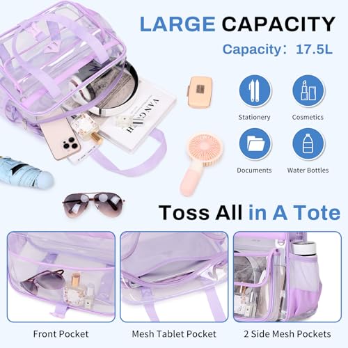 Image of MOONBABY Clear Bag for Stadium Events, Clear Transparent Tote Bag with Detachable Strap for Sports, Concert, Work,Travel