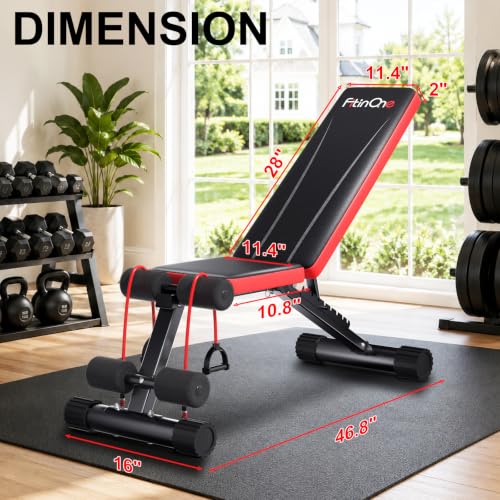 Image of FitinOne Adjustable Folding Weight Bench for Home Gym, 660 lbs Capacity Multi-Functional Workout Bench Sturdy Durable for Full Body