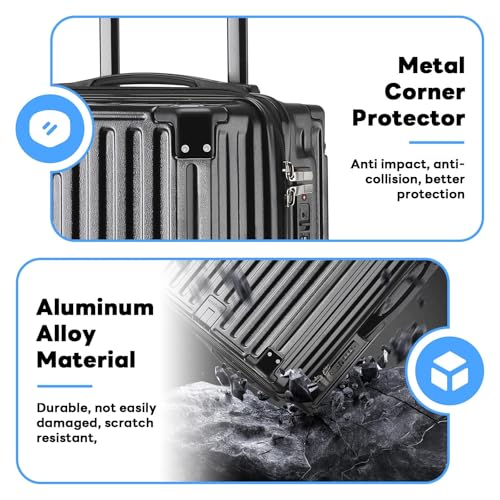 20Inch Carryon Luggage Carryon with CupHolder & USBPort, Hardside Smart Luggage with Airline Approved TSA Lock, Lightweight carryon luggage 21.6"x14.3"x9.4" airline approved 360° Spinner Double Wheels - Image 6