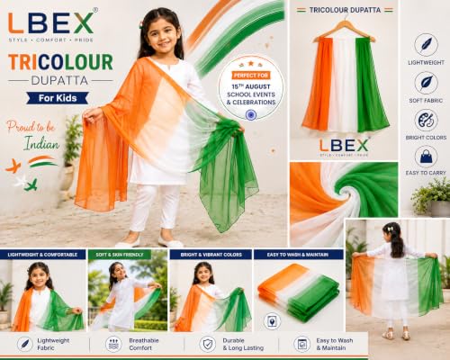 Image of Tricolour Blend Dupatta For Kids (Pack 1) | Tricolour Dupatta