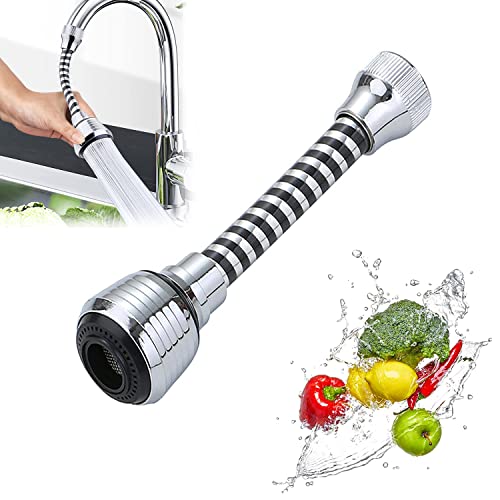 KASTWAVE Sink Faucet Sprayer 360 Rotatable Anti-Splash Faucet Nozzle Head with Hose - Tap Booster and Water Saving Kitchen Faucet Sprayer Head Replacement ABS Polished Chrome for Cold Hot Water