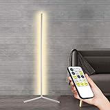 GDFGTH Lámpara De Pie De Esquina 142Cm Nórdica Minimalista Moderna Lámpara De Pie LED De Esquina con Mando A Distancia Atenuación Continua para Salón Dormitorio Y Oficina Decoración,Blanco