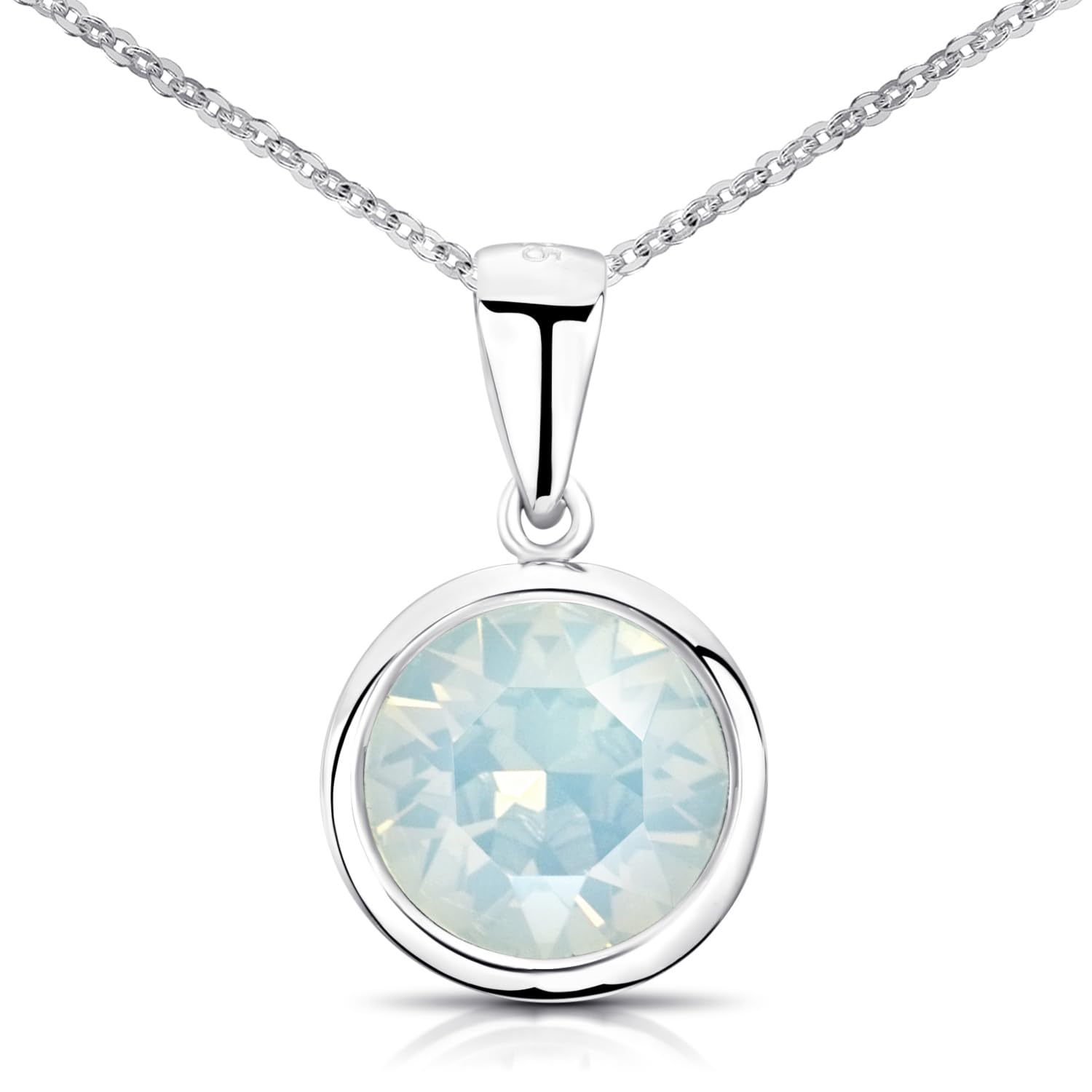 Kristall Anhänger 925 Silber rund Ø 10mm Solitär in vielen Farben KA-462 | Kettenanhänger Sterlingsilber mit Glaskristall wahlweise mit längenverstellbarer Kette von MATERIA by Matthias Wagner