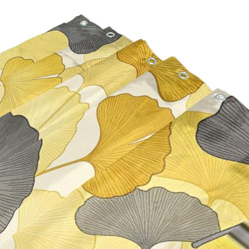 Rideau de douche ginkgo 183x183 cm en polyester lavable résistant à l'eau avec crochets - 4