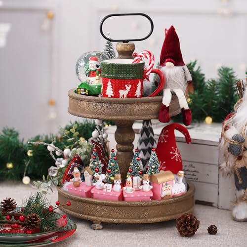 TOYANDONA Weihnachten Zug Dekoration Holz Weihnachtszug mit Schneemann Bär Figur Puppe Kinder Spielzeug Weihnachtsdeko Tischdeko Weihnachtsschmuck Weihnachtsfigur Rosa – Bild 4