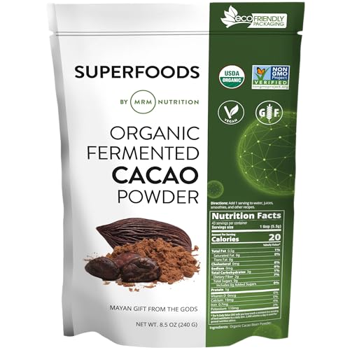 MRM Nutrition Organic Fermented Cacao Powder | Superfood | Antioxidant-rich | Gluten free + vegan | 43 servings