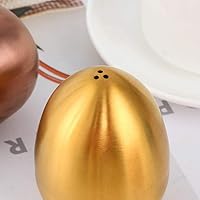 Vista 3 de Juego de 2 pimenteros dorados con forma de huevo de acero inoxidable para utensilios de cocina y hogar, cómodo y ergonómico