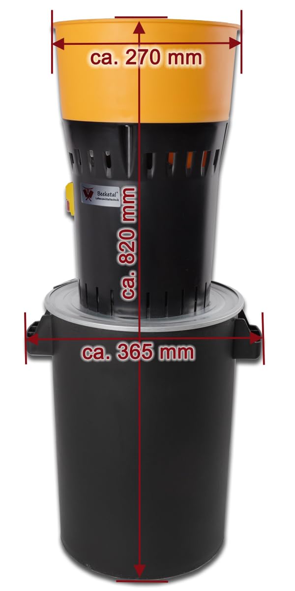 Beeketal Getreidemühle elektrisch 1000W | Profi Schrotmühle & Kornmühle mit 20L Behälter | inkl. 4 Edelstahl-Mahlsiebe (1,5-4mm) für Futterschrot, Mehl, Gewürze & Kaffee | GMB-25