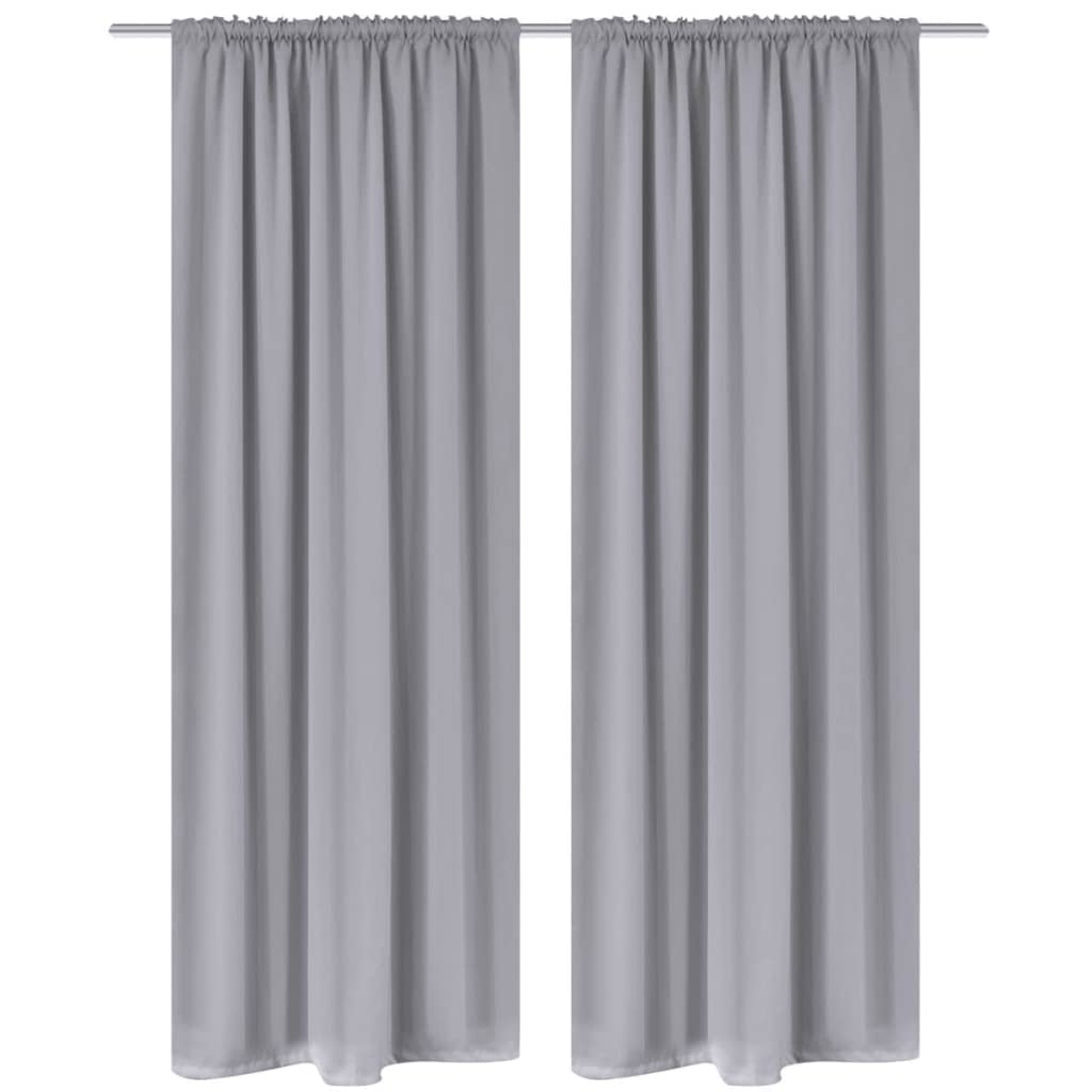 Rideaux occultants à fentes en tissu lourd gris de qualité