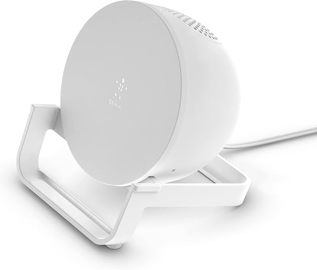 Belkin SoundForm Charge, Wireless Charger Speaker, Bluetooth Speaker + Wireless Charging Stand, Charge While Listening to Music, Streaming Videos, and Making Video Calls -White