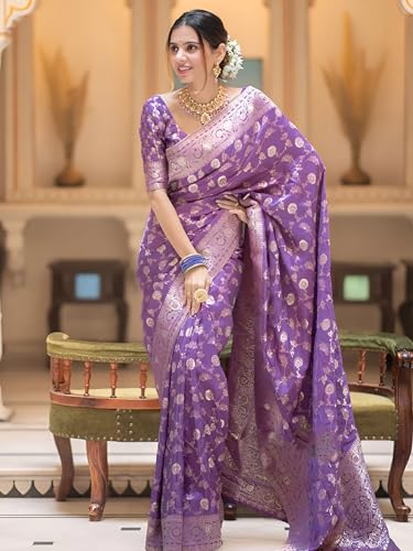 Image of Yashika Women's Pure Kanjivaram Silk Saree Soft Banarasi Style Wedding With Blouse Piece | Saree For Women | New Sari
