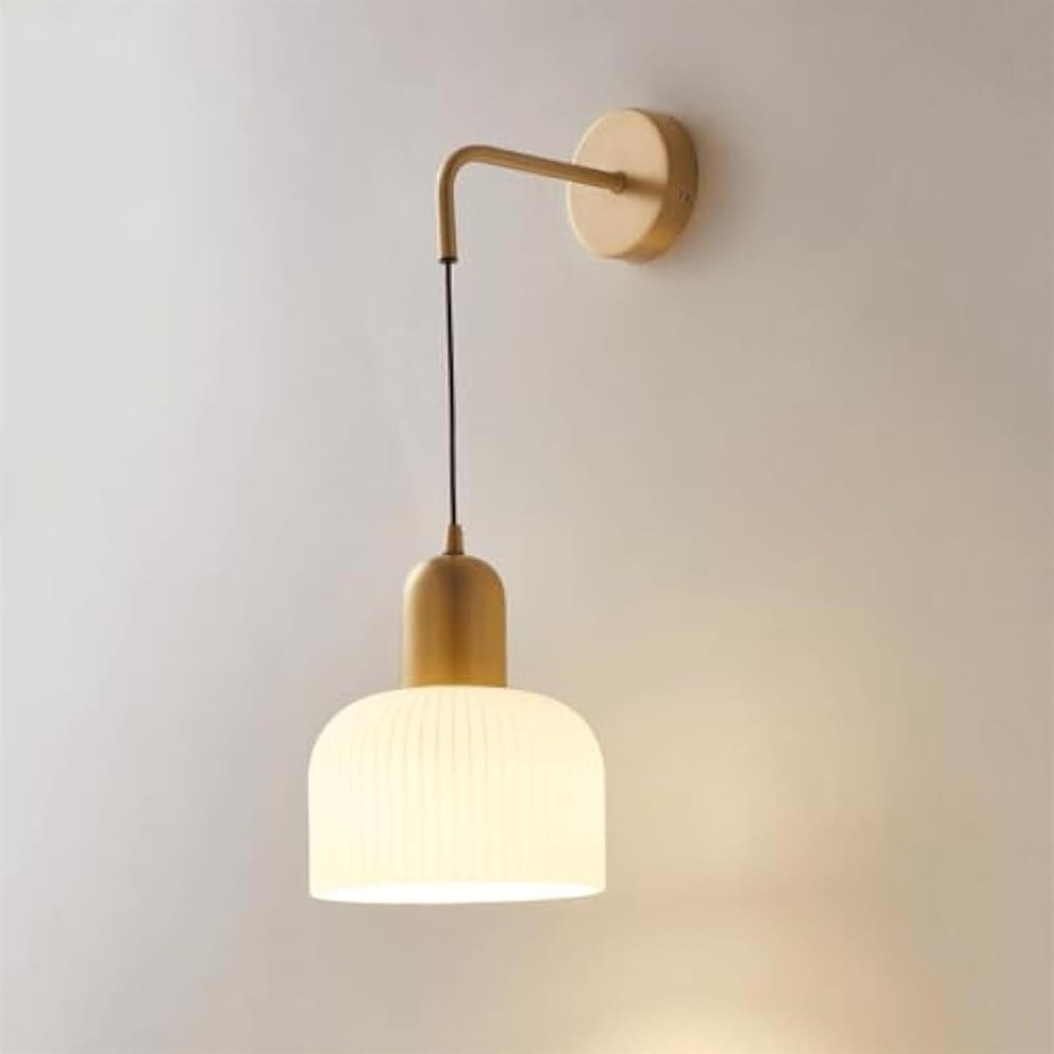 SMCCYYSD Wall Sconces White Glass Lampshade Adjustable Lamp Copper Mounted Light, Indoor Fixtures Decor for Bedside Bedroom Doorway T-155