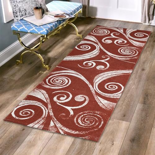 Image of SAGON 2x5 Ft Printed Runner Carpet - Cotton Bedside Rug for Bedroom & Living Room (Vine Floral)