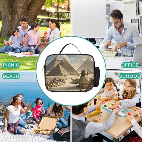 DWVSFJM Egyptian Pyramids Lunch Bag Reusable Snack Bag Food Container Leakproof Tote Cooler Bag Insulated Meal Bag for Work,Travel,Picnic - Image 6