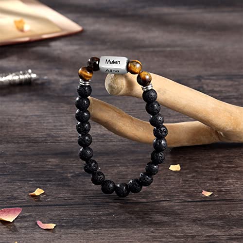 Albertband Dad Gifts Personalized Beads Bracelet For Men Women Custom Chakra Stone Bracelet For Men With Initial Name Custom Beads Lava Stone Men's Id Bracelet Gifts For Boy Son (1 Bead) #TOP3