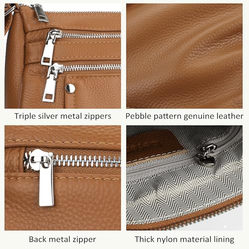 Image of befen Genuine Leather Crossbody Bags for Women Small Shoulder Bag for Ladies Cross Body Phone Bag for Girls Pocketbook Handbag with Multiple Pockets