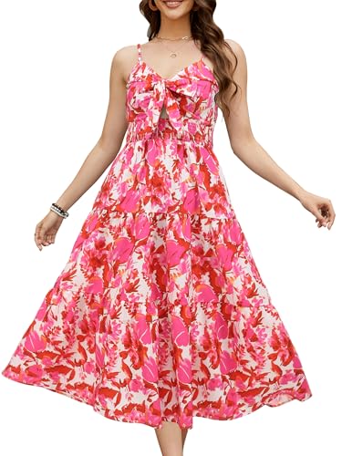 Image of Gardenwed Women's Floral Print Maxi Dress,Twisted V Neck Sleeveless Long Summer Dress