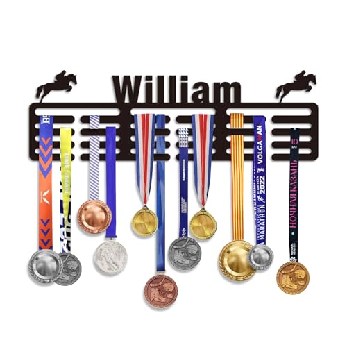 Dyoart Personalized Medal Hanger Display With Name - Custom Pattern Sports Race Soccer Plaques Holder for Wall Mount - Holds Up to 60 Awards - Rack for Athletes and Youth