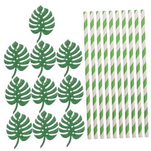 Pitillos de papel verdes 20 cm pack 10 piezas miniatura 1