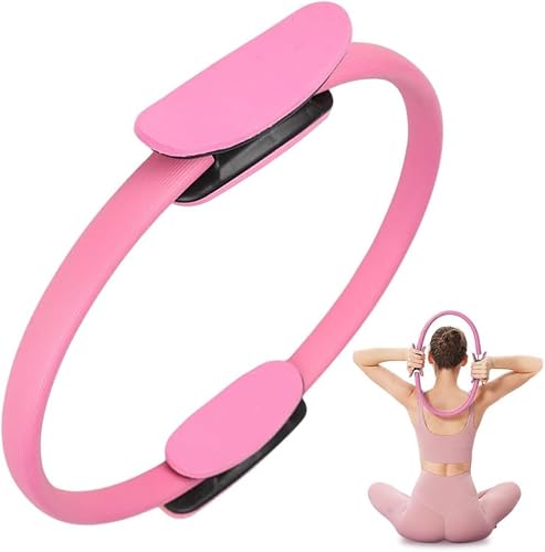 SOO Yoga Pilates Ring Dual Grip, Foam Pads for Inner Thigh Workout, Toning, Fitness & Pelvic Floor Exercise Full Body Pilates Fitness Circle Rings (Pink) - Image 4