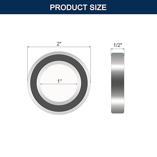 Miniatura 2 de HiPicco R16-2RS Rodamientos rígidos de bolas, ID 1" x OD 2" x Ancho 12" Rodamiento de bolas sellado de goma doble Palanca Z2 de acero cromado