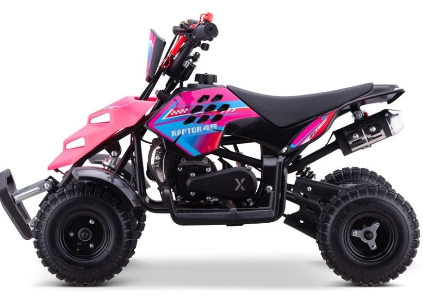 Miniquad Infantil de Gasolina Raptor-R4 49cc (Gasolina Mezcla), Color Rosa, niños de 4 a 10 años