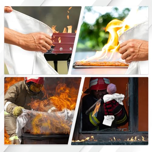 Image of Emergency Fire Blanket, Fiberglass Fire Blanket for Home Kitchen RV, 40 inchx40 inch Flame Retardant Fire Blanket, Fire Suppression Safety Blanket for RV Travel Camping Car Office