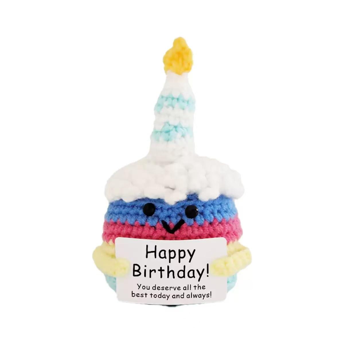 Positive Crochet Cake,Happy Birthday Gifts Inspirational Fanny Knitted Cake Emotional Support Nuggets Unique Small Ideas Funny Decorations Gifts for Women Men Her Him Sister Mom Dad Girls Boys