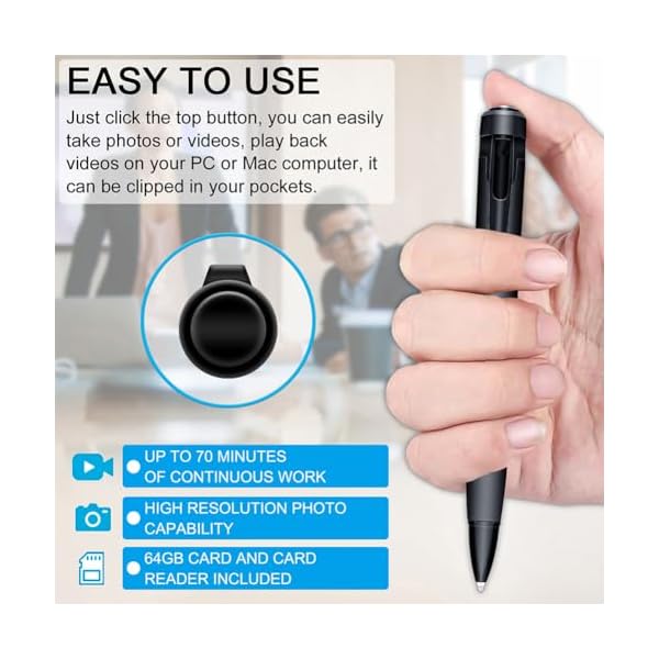 64GB Hidden Camera Spy Camera Full HD 1080P Nanny Camera Mini Camera Spy Cam Nanny Cam Hidden Camera Small Camera Mini Hidden Spy Camera Body Camera Security Camera - Image 4