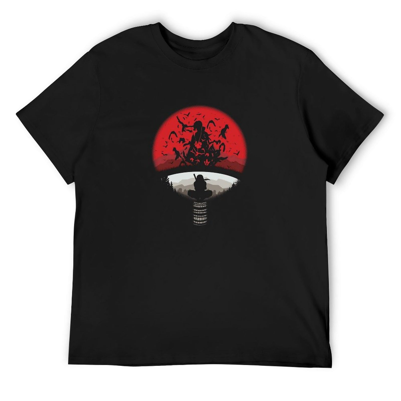 KDXDOXRebirth Uchiha Clan Symbol Mashup with Itachi Mangekyou Sharingan Sasuke Uchiha T-Shirt Men Cotton T-Shirt