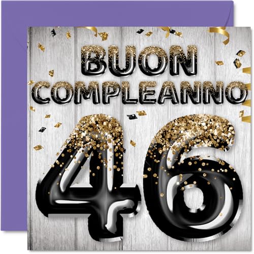 Stuff4 46° Biglietto Auguri Compleanno per Uomo - Palloncini Glitter