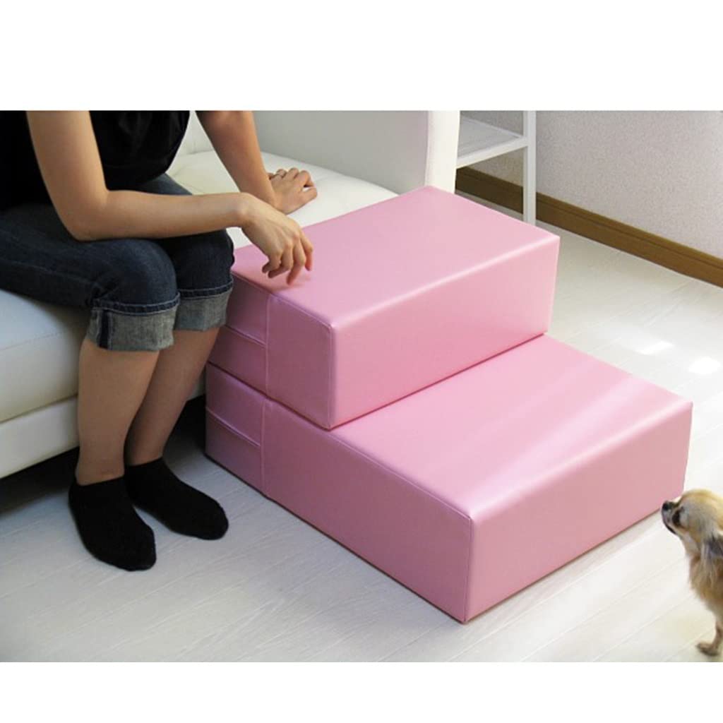 Inicio Escaleras para Mascotas Escaleras para Perros de 2 Escalones Esponja de Alta Densidad Escalones para Mascotas para Gatos Escalones para Perros, 44 * 40 * 32 cm (Pink 44 * 40 * 32cm)