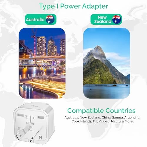 Image of India Plug to China Australia New Zealand Adapter Socket Power Converter & More Travel Essentials Universal International Travel Adapter Plug Perfect for Cell Phones, Laptop Camera Chargers (2 Pack)