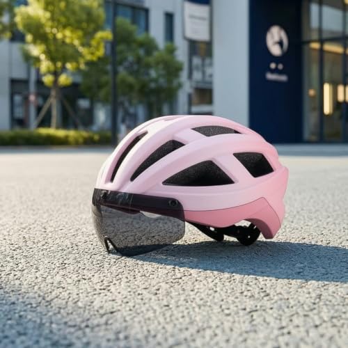 Image of Adjustable Cycling Helmet with Visor Vented Bike Helmet with Visor Breathable Aerodynamic for Adults, Commuters, Space